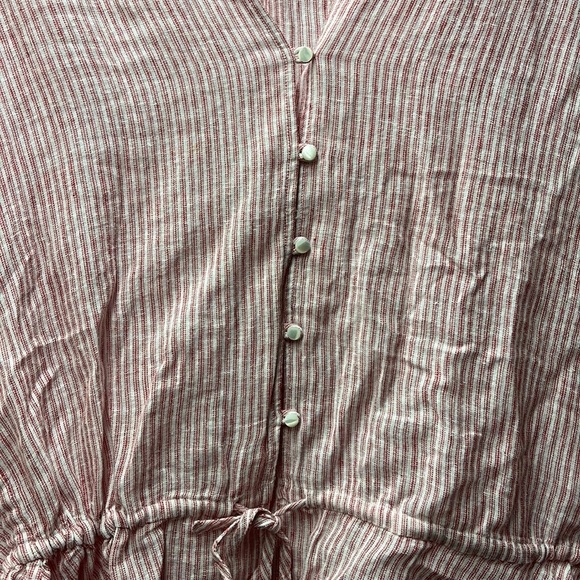 Rails Button Front Tie Red and White Stripe Blouse- Sz S - Picture 3 of 6